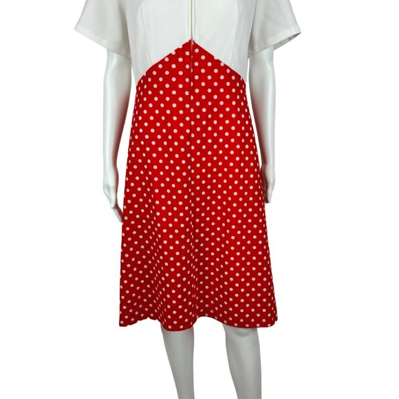 Vintage 70s Polka Dot Dress Women's Large Red White Front Zip Up Mini Minnie Bab - Picture 7 of 11